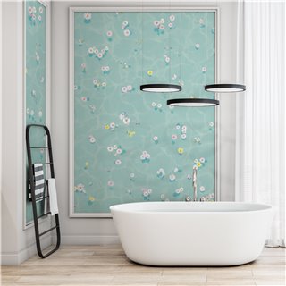 Floral Bath Mural Wallpaper - Blue