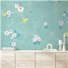 Floral Bath Mural Wallpaper - Blue