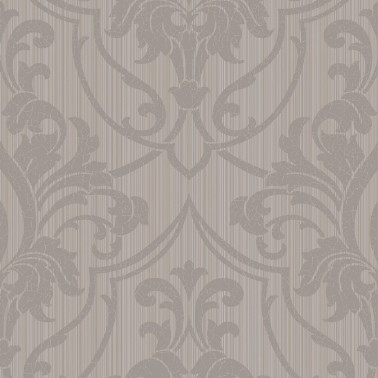 St Petersburg Damask Metallic Gilver On Taupe 88-8033