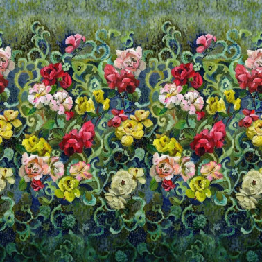 Tapestry Flower Vintage Green PDG1153-01