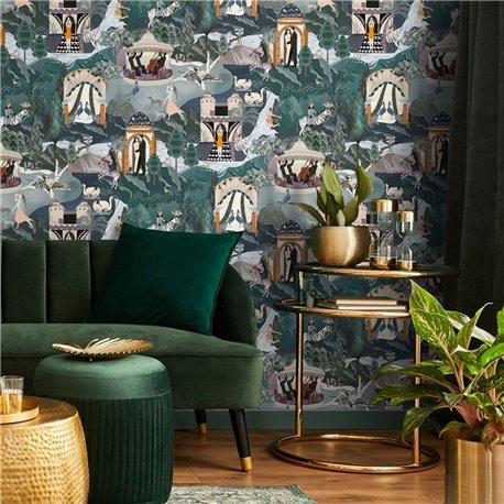 The Art Deco Hills Teal and Copper BMHD002-10B