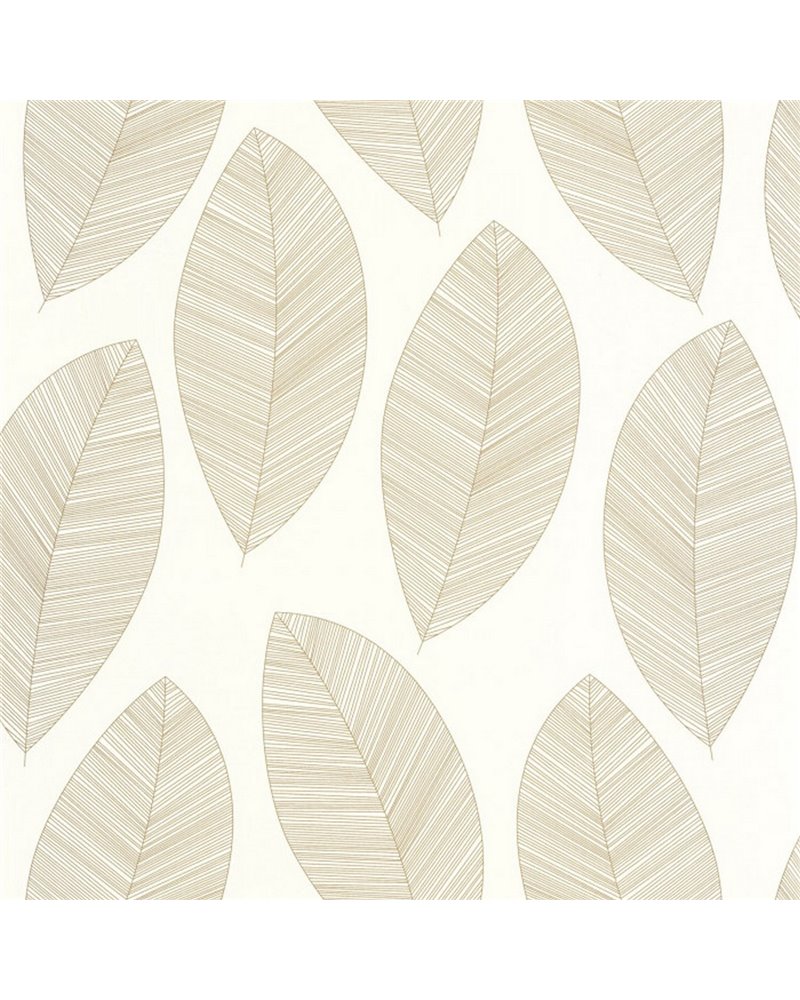 Graphic Leaves Blanc Or 104310213