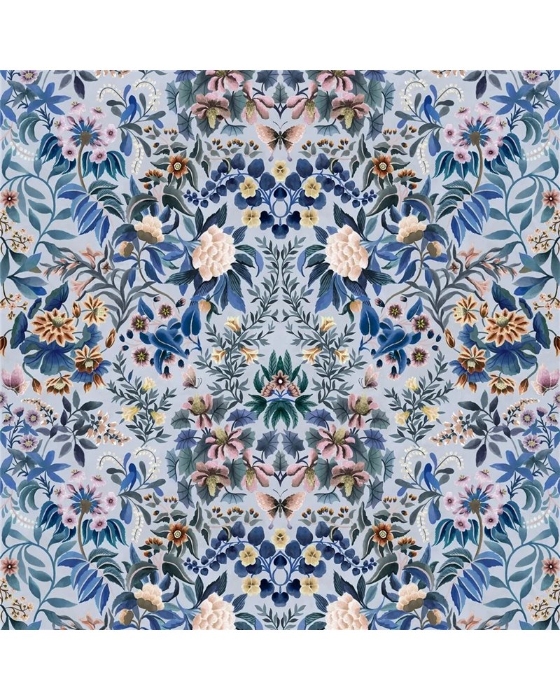 Ikebana Damask Slate Blue FDG3077-02 Ikebana Damask Slate Blue FDG3077-02
