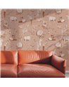 ANIMAL WALLPAPER - FOREST FRIENDS - NUDE-BURNT ORANGE