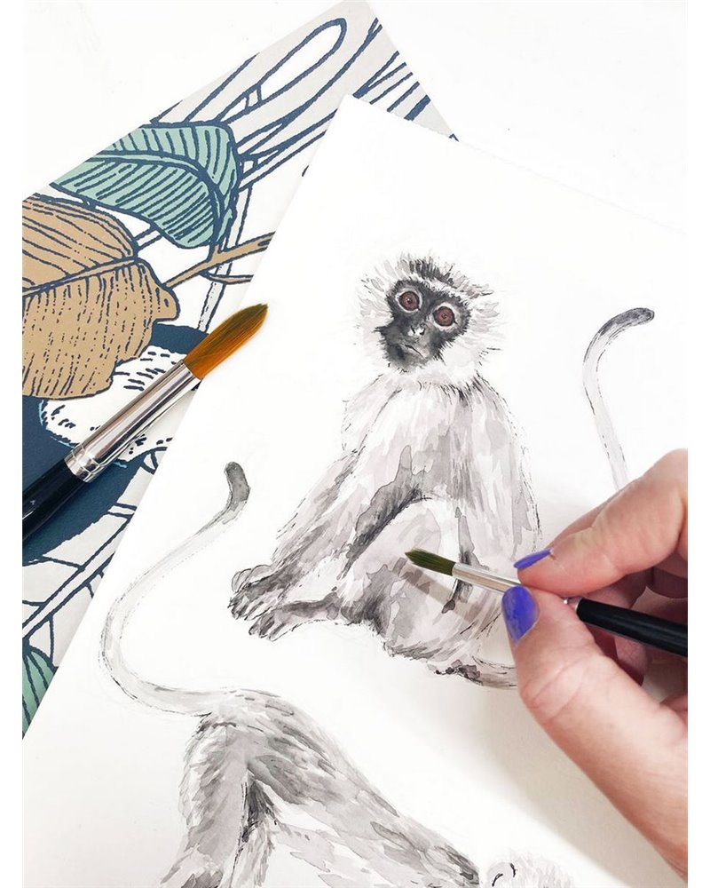 ANIMAL WALLPAPER - FUNKY MONKEY LIGHT BLUSH