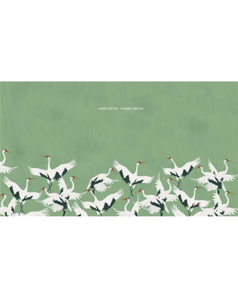 BIRD WALLPAPER - STORK GREEN