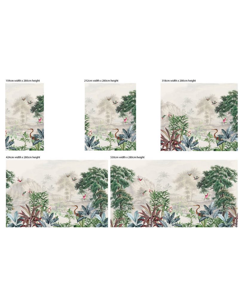 TROPICAL WALLPAPER - SCENIC LANDSCAPE - OFF WHITE