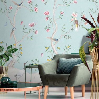 Chinoiserie Mural Turquoise...
