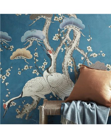 Kyoto Blossom Prussian Blue Wall Mural 2311-174-01