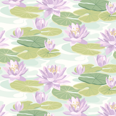 Waterlily Powder Blue & Lilac IKA50107W