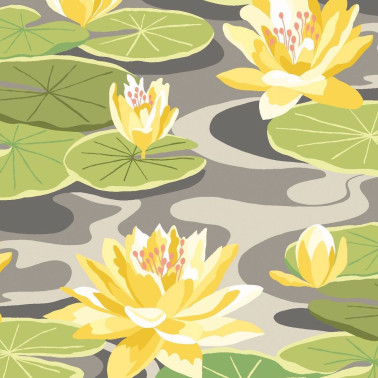 Waterlily Charcoal & Mustard IKA50105W