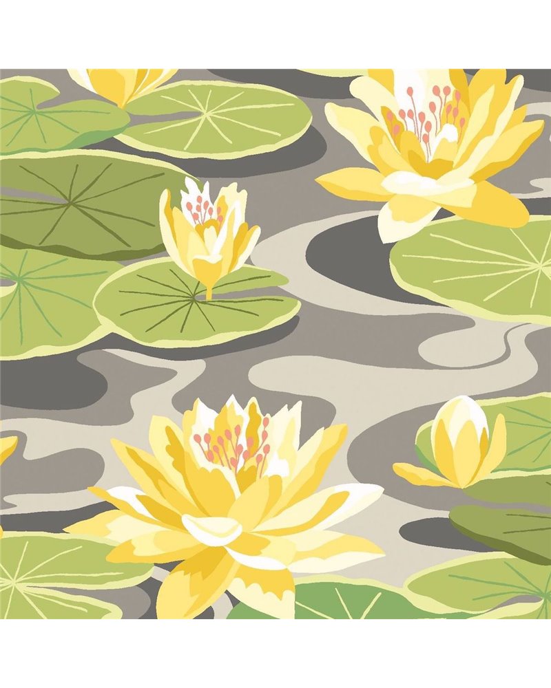 Waterlily Charcoal & Mustard IKA50105W