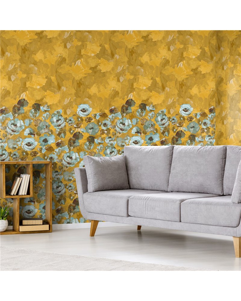 Paeonia Twin Wall Teal Gold 26961