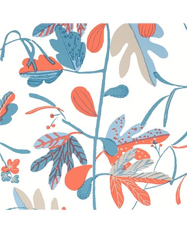 Matisse Leaf French Blue and Coral T16207