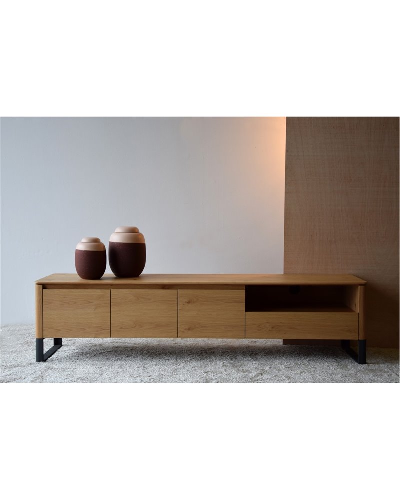 MUEBLE TV ROBLE NATURAL MATE ACERO NEGRO REF. 34H256RN