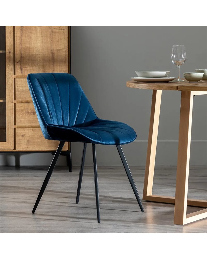 SILLA TERCIOPELO AZUL SALÓN 51 X 55 X 82 CM REF.605515
