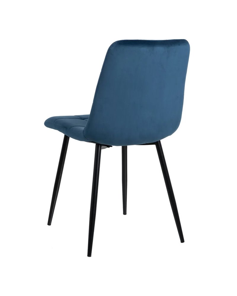 SILLA TERCIOPELO AZUL METAL / TEJIDO 45 X 54,50 X 88 CM REF.605813