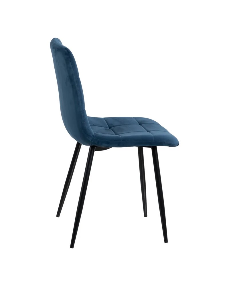 SILLA TERCIOPELO AZUL METAL / TEJIDO 45 X 54,50 X 88 CM REF.605813