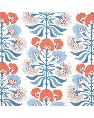 Tybee Tree French Blue and Coral F916213