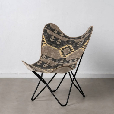 SILLA NEGRO-TAUPE TEJIDO-METAL SALÓN 75 X 75 X 95 CM REF.607865