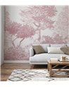 Classic Hua Trees Mural Wallpaper Burgundy