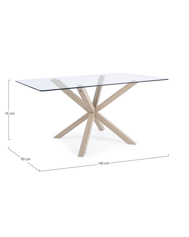 MESA MAY RECT. VIDRIO PATA NAT. 160X90
