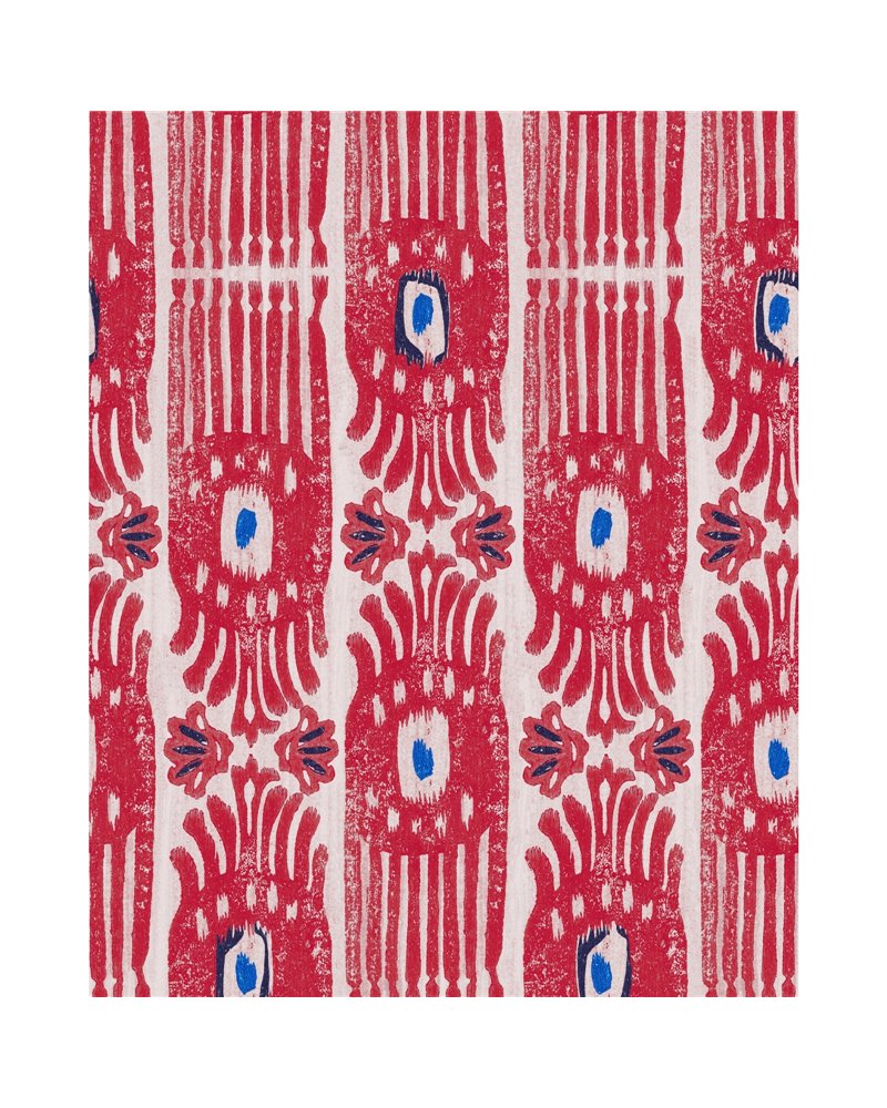 Ikat Raspberry Ripple WP20818 Ikat Raspberry Ripple WP20818