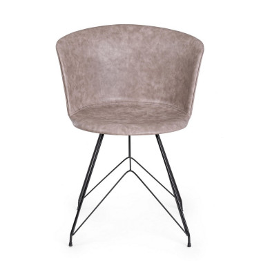 SILLA LOFT PU BEIGE VINT. ESTRUCT. NEGRO