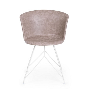 SILLA LOFT PU BEIGE VINT. ESTRUCT. BLANC