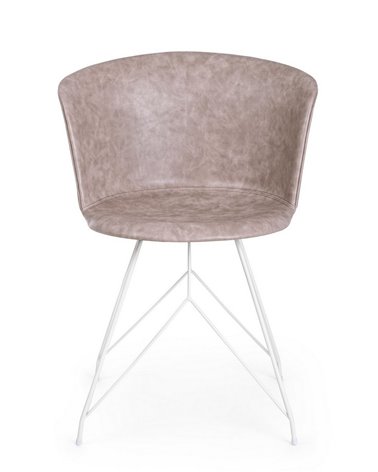 SILLA LOFT PU BEIGE VINT. ESTRUCT. BLANC