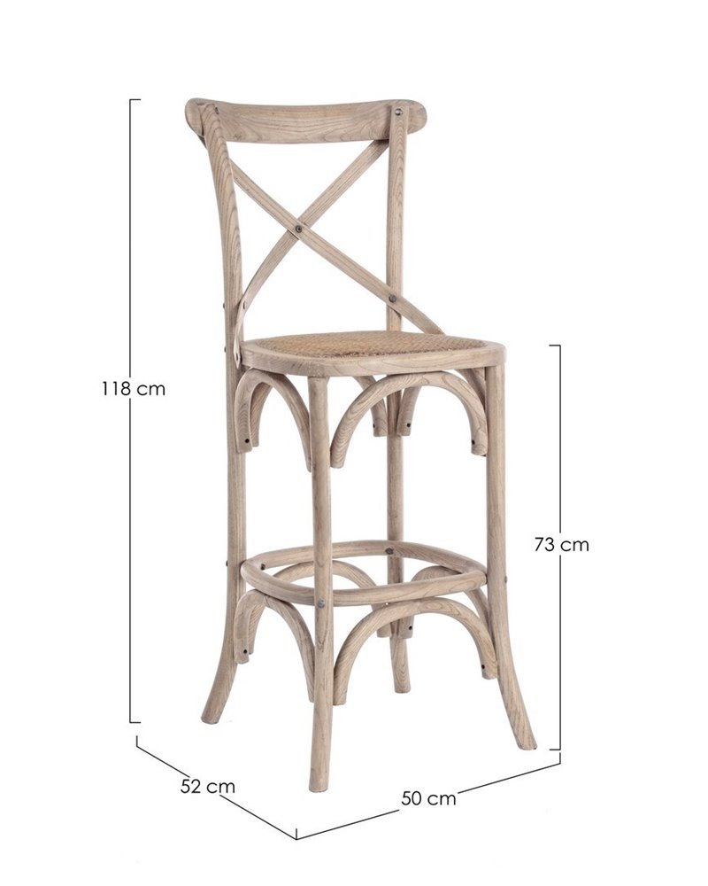TABURETE BAR CROSS GRIS NATURAL