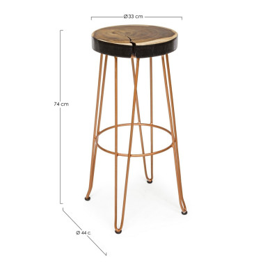 TABURETE BAR RAKEL COBRE