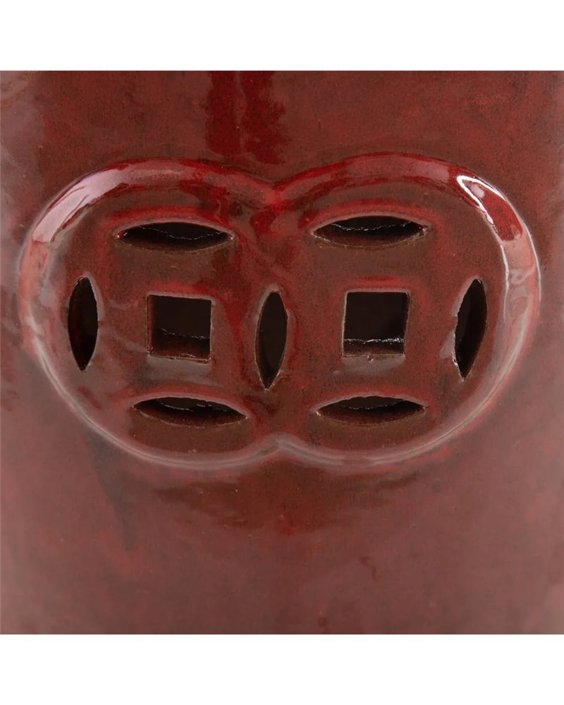TABURETE ROJO CERÁMICA DECORACIÓN 35 X 35 X 48 CM REF.154101