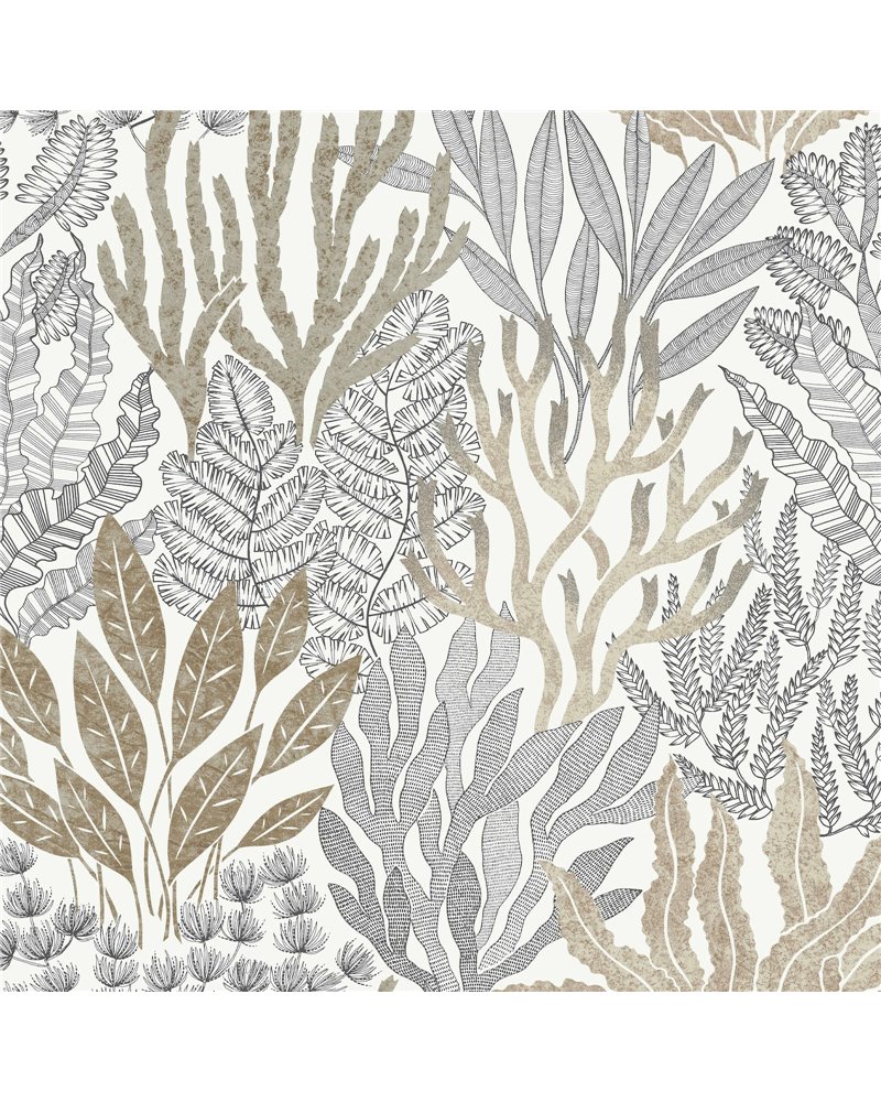 Coral Leaves Taupe Black RT7802