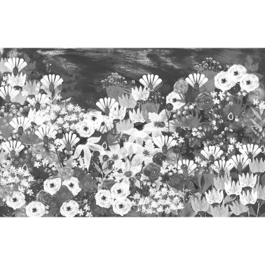 Jardin Fleuri Noir Et Blanc DOM3016