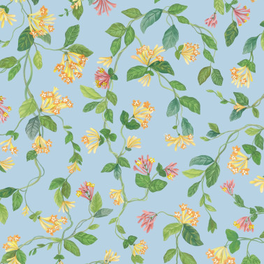 Flora Buttercup Yellow On Cornflower Blue 124-3018