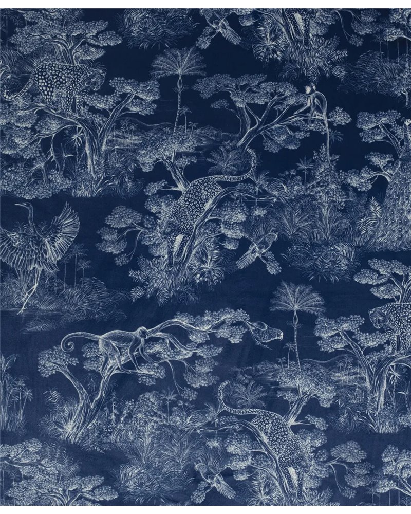 Animalia Velours Fond Bleu 2583901