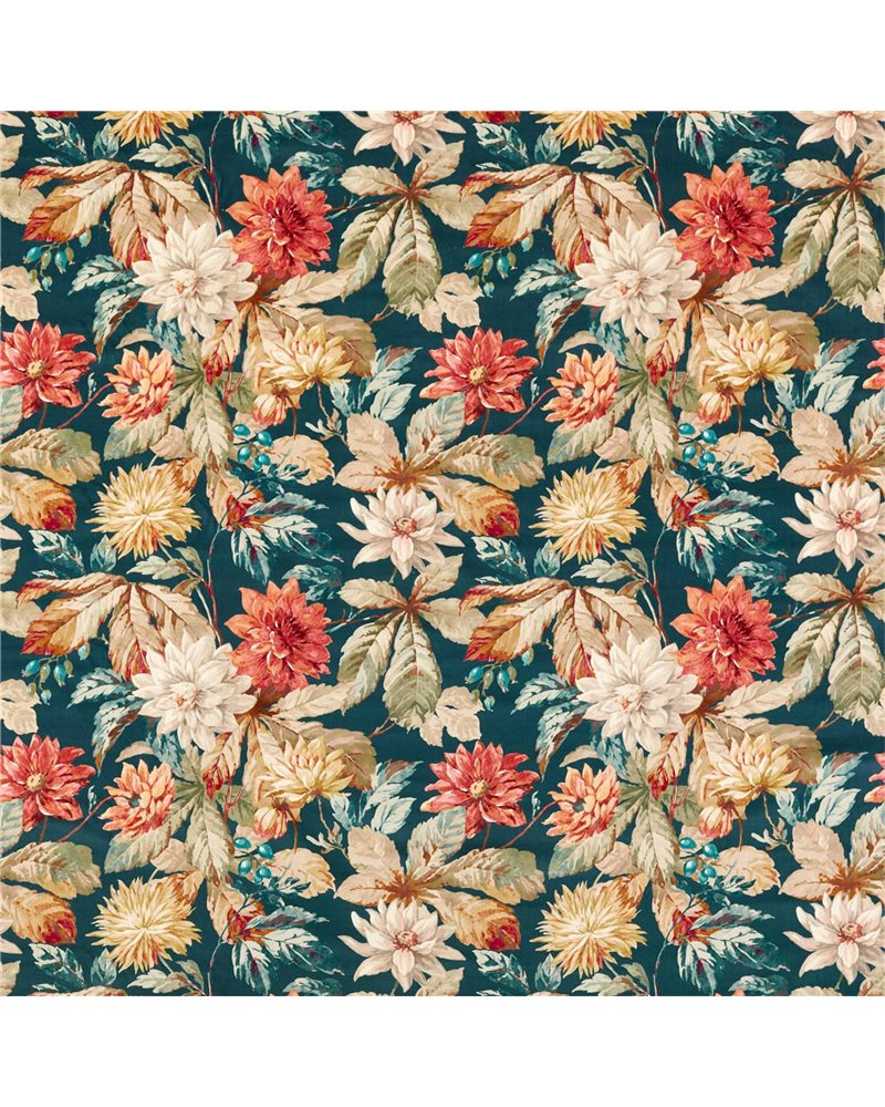Dahlia and Rosehip Velvets Teal Russet DYSI226533 Dahlia and Rosehip Velvets Teal Russet DYSI226533