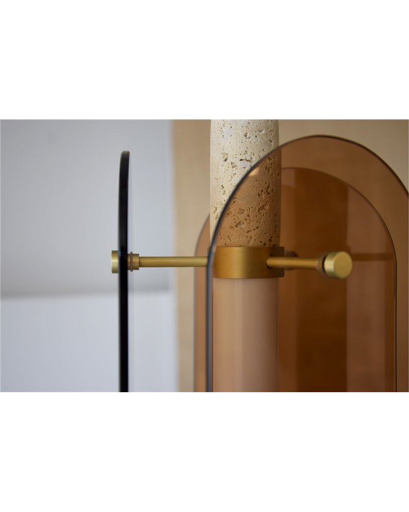 LÁMPARA TECHO VIDRIO ÁMBAR MARMOL.LED