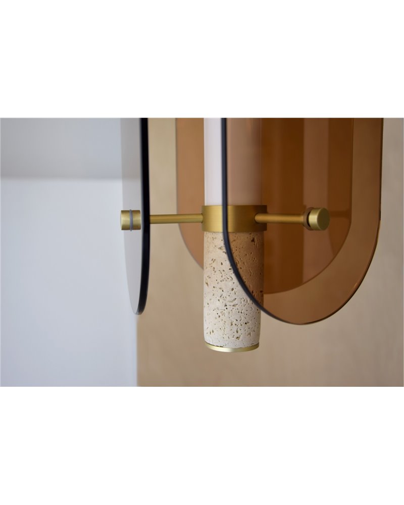 LÁMPARA TECHO VIDRIO ÁMBAR MARMOL.LED