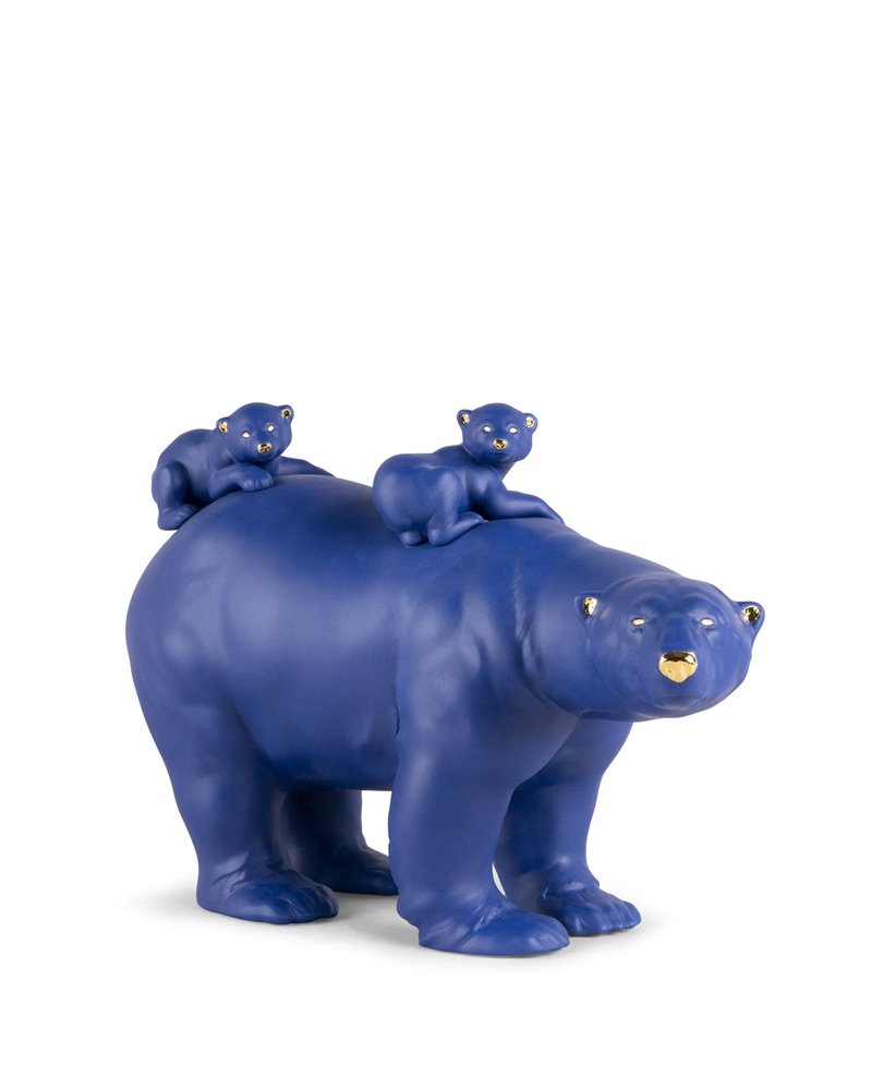 Escultura Mamá osa y sus bebés (azul-dorado). Serie Limitada Escultura Mamá osa y sus bebés (azul-dorado). Serie Limitada