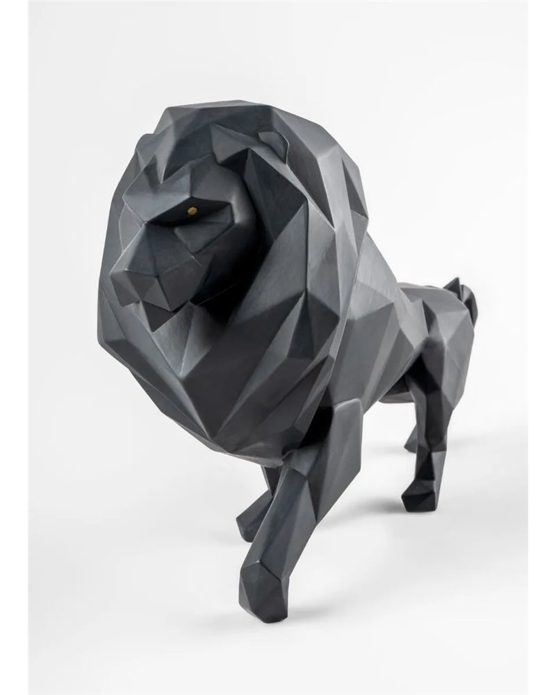 Escultura León. Negro mate