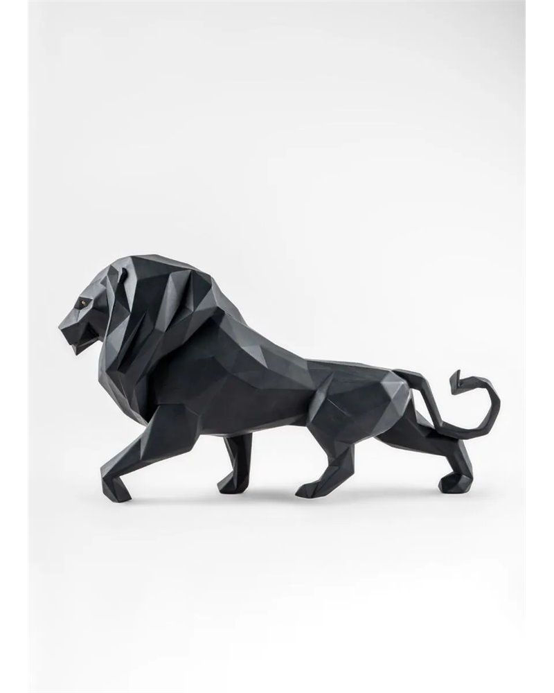 Escultura León. Negro mate