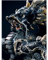 Escultura Gran Dragón. Lustre oro y azul. Serie limitada