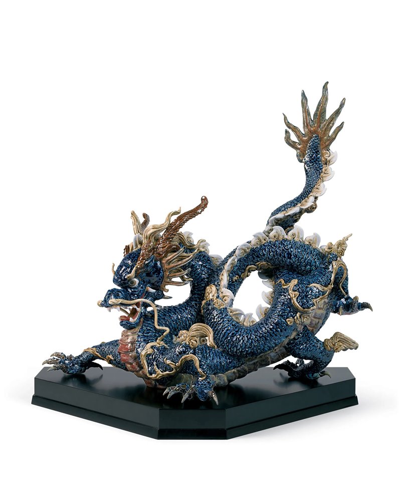Escultura Gran Dragón. Esmalte azul. Serie limitada. Escultura Gran Dragón. Esmalte azul. Serie limitada.