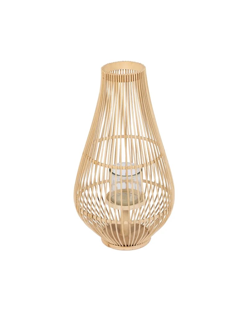 FAROL PORTAVELAS NATURAL BAMBÚ 30 X 30 X 55 CM