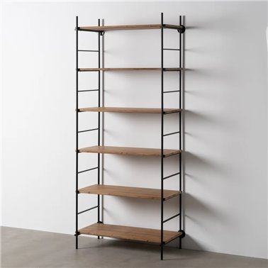 ESTANTERÍA NATURAL-NEGRO MADERA-METAL 94 X 44 X 220 CM