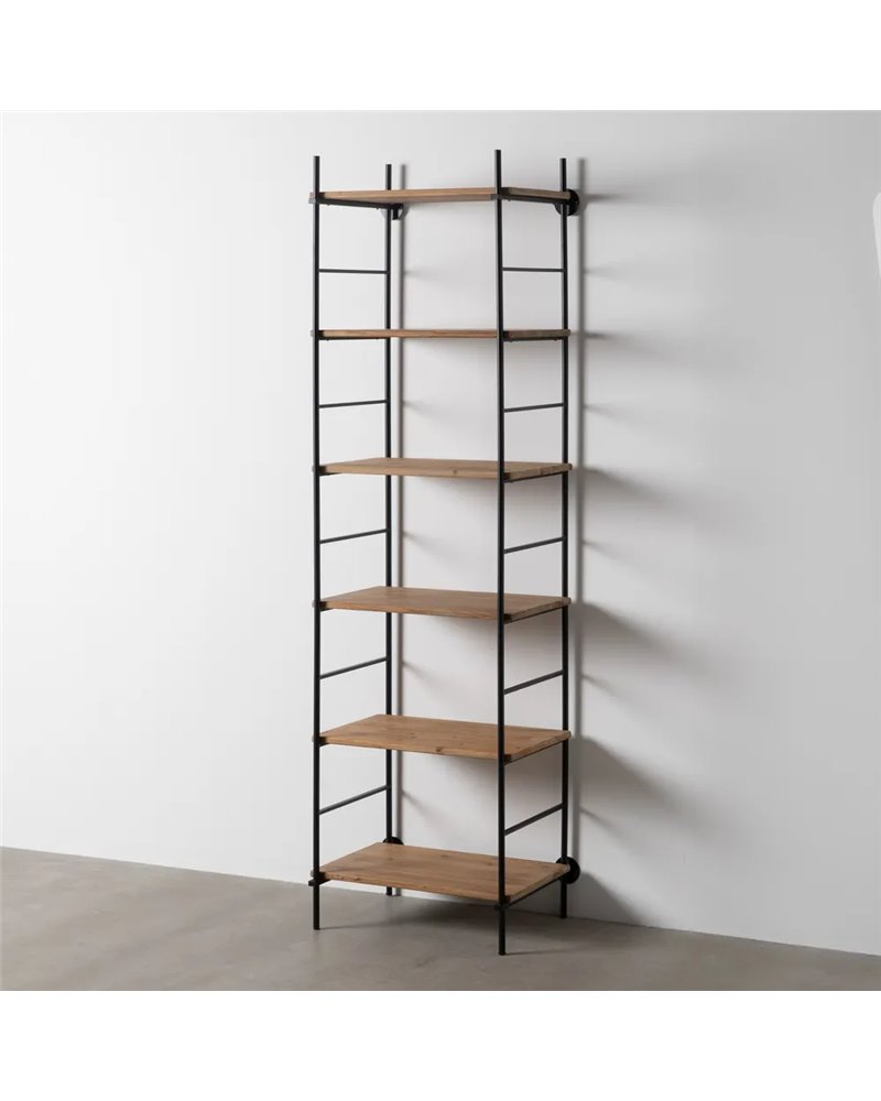 ESTANTERÍA NATURAL-NEGRO MADERA-METAL 64 X 44 X 220 CM ESTANTERÍA NATURAL-NEGRO MADERA-METAL 64 X 44 X 220 CM