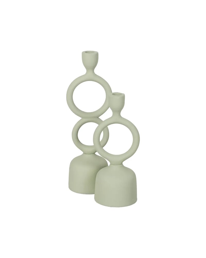PORTAVELAS VERDE CLARO METAL 9 X 7 X 25 CM