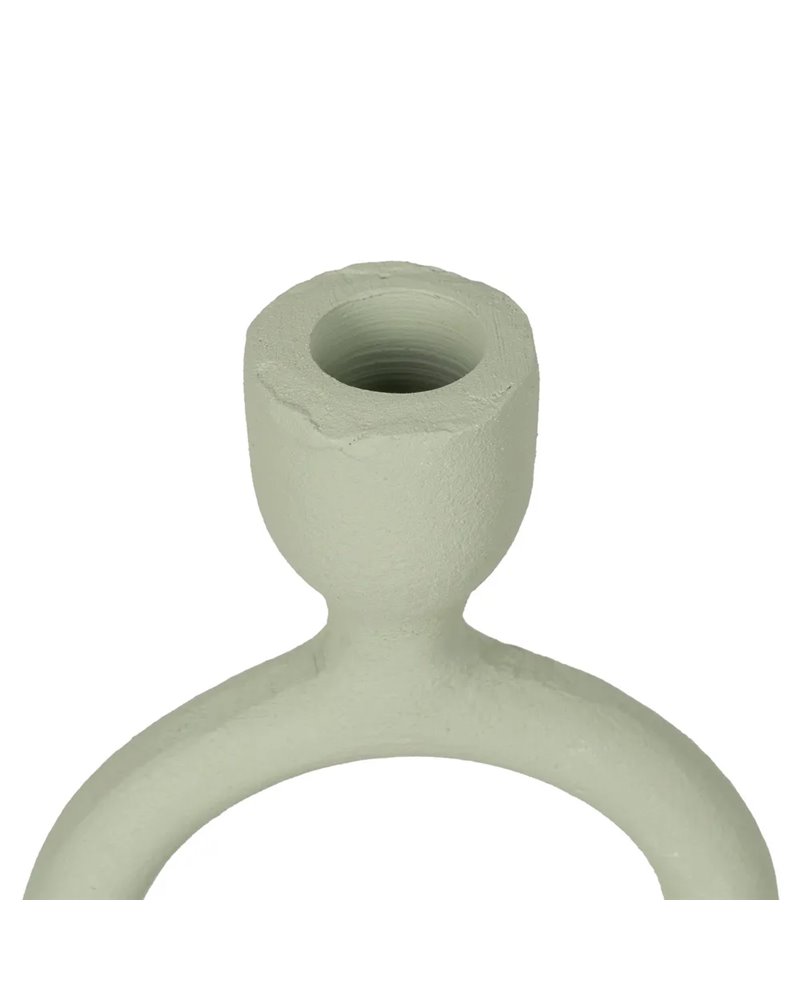 PORTAVELAS VERDE CLARO METAL 9 X 7 X 25 CM